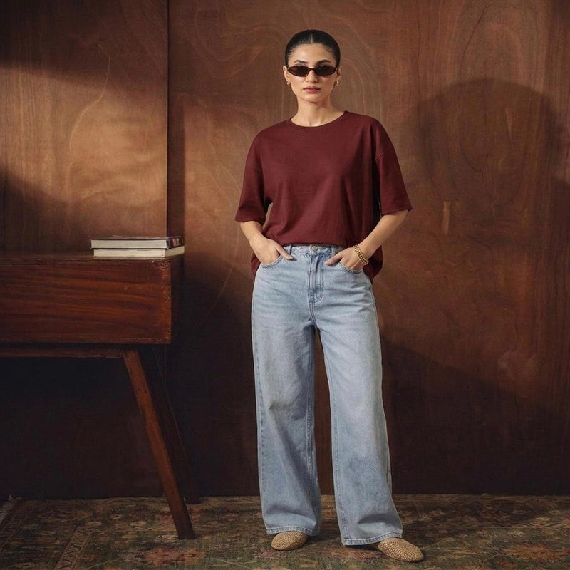Drop Tee With Wide Leg Jeans