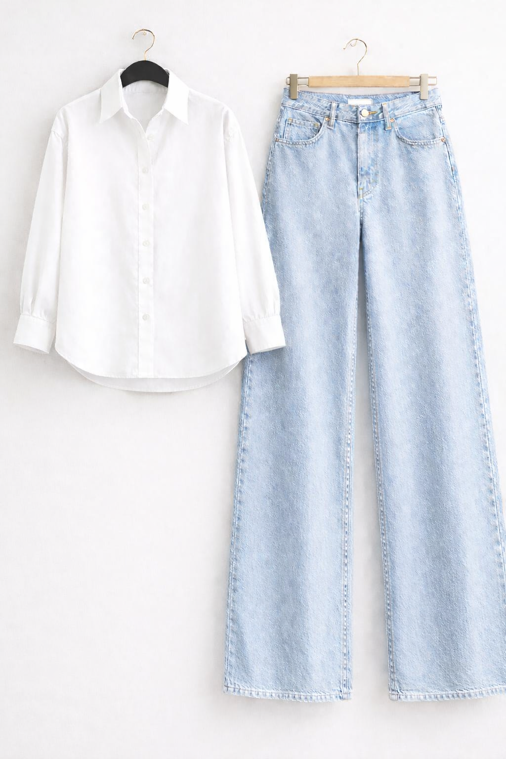 WHITE BUTTON DOWN SHIRT WITH ICEBLUE JEANS