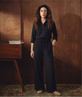 BLACK BUTTON DOWN SHIRT WITH BLACKFLAPPER TROUSER