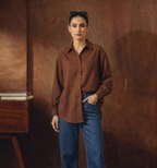 DARKBROWN BUTTON DOWN SHIRT