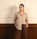 BEIGE LINING BUTTON DOWN SHIRT