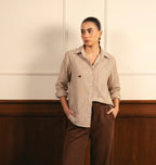 BEIGE LINING BUTTON DOWN SHIRT